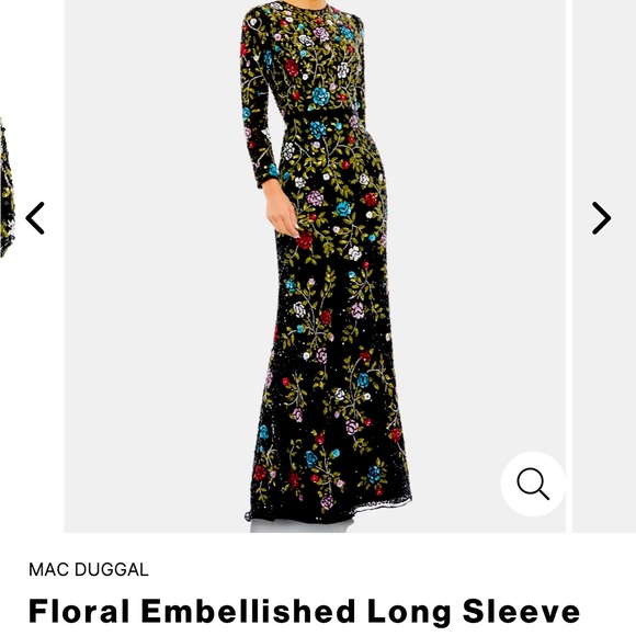 Floral Embellished Long Sleeve Gown - Picture 3 of 4